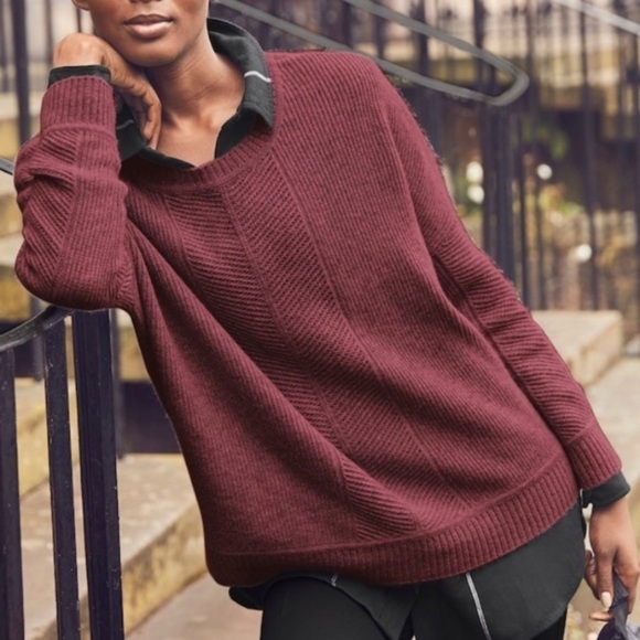 ATHLETA Dusty Red Cashmere Wool Habitat Sweater - Picture 1 of 8